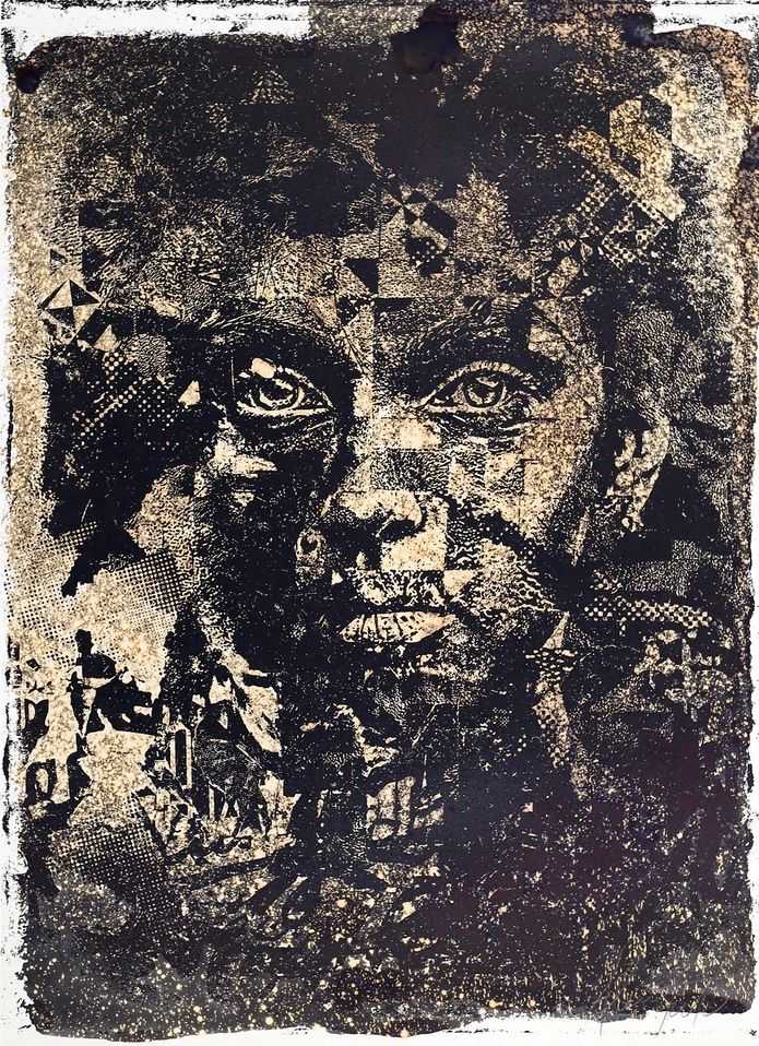 Vhils, ‘Amorphous’, 2019, Print, Screenprint on paper, Quink ink and acid. hand-finished, on Keaykolour Original China White 300 g/m2 paper, Underdogs Gallery, Numbered, Handfinished
