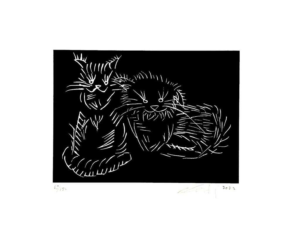 Ai Weiwei, ‘Cats (Black)’, 2022, Print, Screenprint on Saunders Waterford paper, hot pressed, natural, 300gsm, Kettles Yard, Numbered, Dated