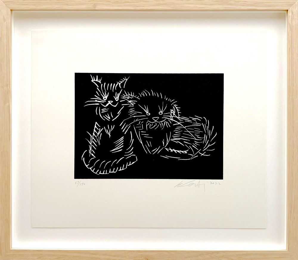 Ai Weiwei, ‘Cats (Black Framed)’, 2022, Print, Screenprint on Saunders Waterford paper, hot pressed, natural, 300gsm, Kettles Yard, Numbered, Dated, Framed