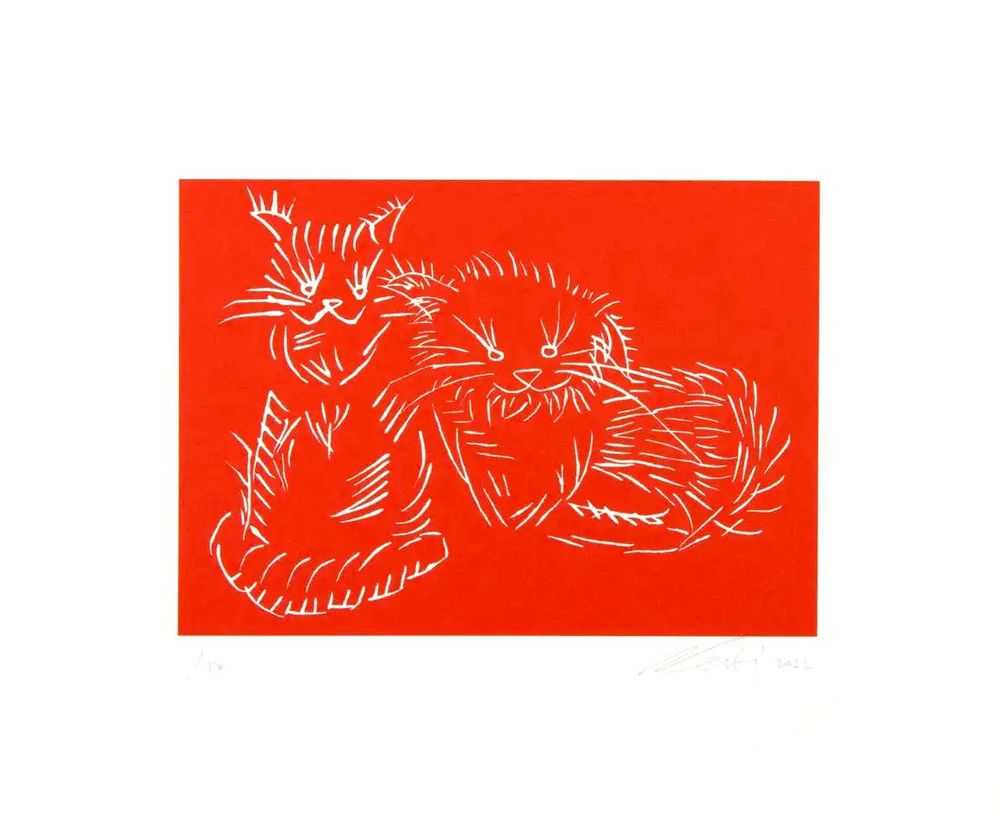 Ai Weiwei, ‘Cats (Red)’, 2022, Print, Screenprint on Saunders Waterford paper, hot pressed, natural, 300gsm, Kettles Yard, Numbered, Dated