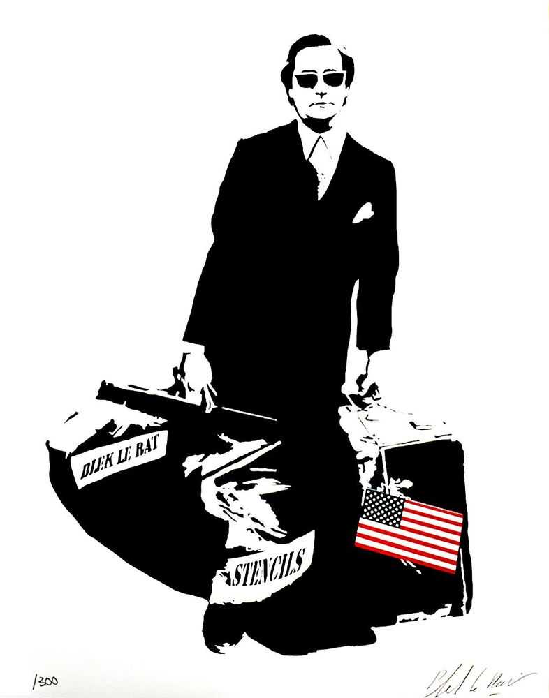 Blek le Rat, ‘Man Who Walks Through Walls (USA)’, 17-11-2008, Print, 3 Colour screenprint on Archival Lennox 100 paper, Wooster Collective, Numbered