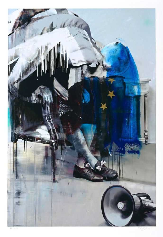 Conor Harrington, ‘Study For The Blind Brexit (Hand Finished)’, 12-10-2020, Print, Original archival pigment print with silk screen gloss varnish printed on Somerset Enhanced Satin 330gsm, hand-finished by the artist in oil paint and 22 carat moongold leaf, Hungryboy Books, Numbered