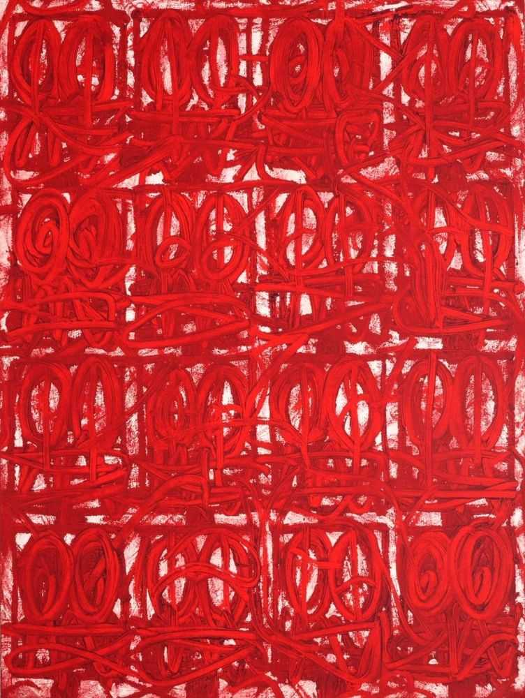 Rashid Johnson, ‘Large Anxious Red’, 2021, Print, Screenprinting and Hand applied resist, null, Numbered