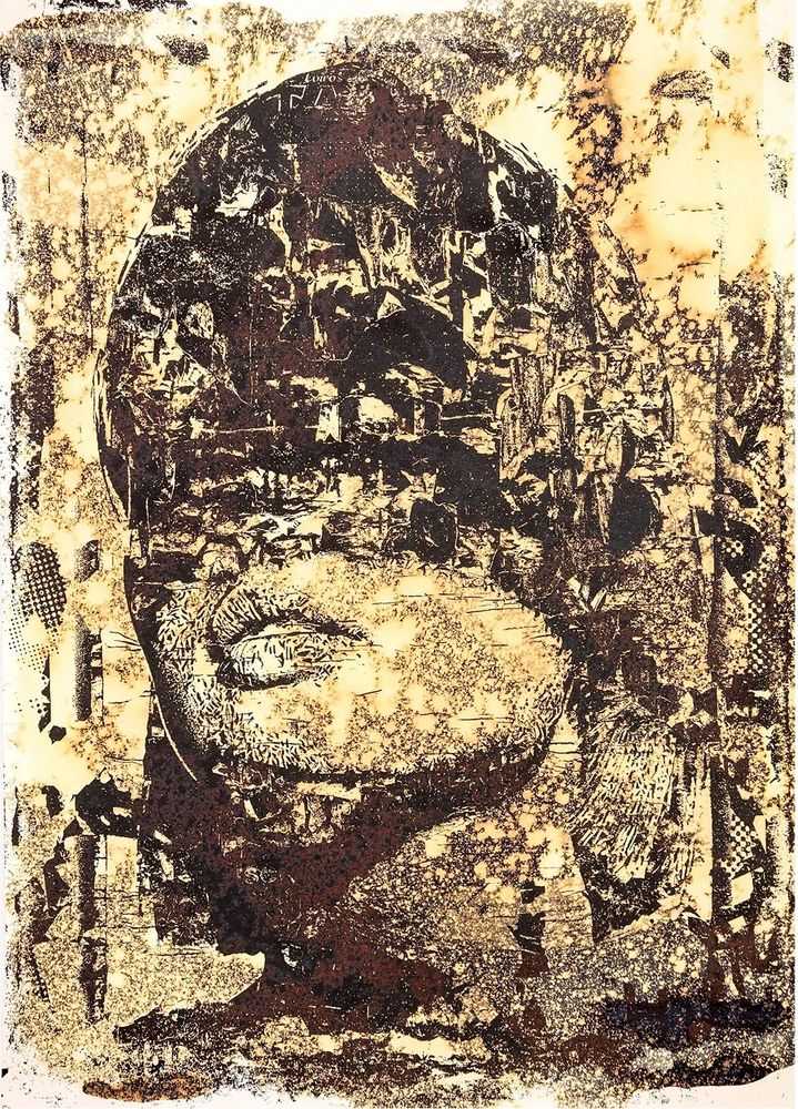 Vhils, ‘Dusk’, 2020, Print, Screenprint on paper, Quink ink and acid. hand-finished, on Keaykolour Original China White 300 g/m2 paper, Underdogs Gallery, Numbered, Handfinished