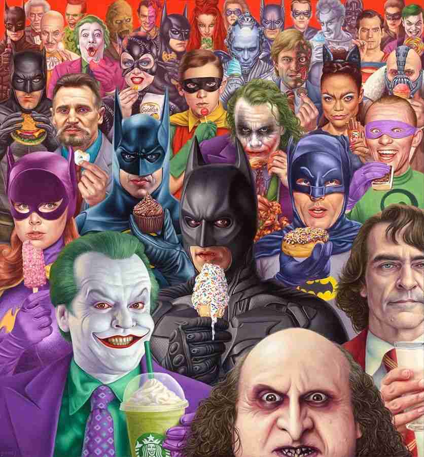 Alex Gross, ‘Batmania (Paper)’, 15-11-2022, Print, Made with the Epson Surecolor P9570 large format printer by Brooklyn Editions and Alex Gross Studio, using archival Ultrachrome inks on Epson Hot Press Bright fine art paper, Self released, Numbered