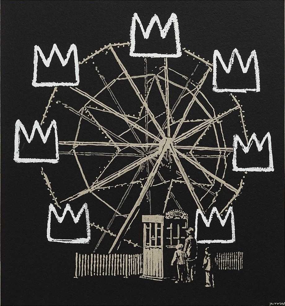 Banksy, ‘Banksquiat (Black)’, 2019, Print, screenprint on black board, Self-released, 