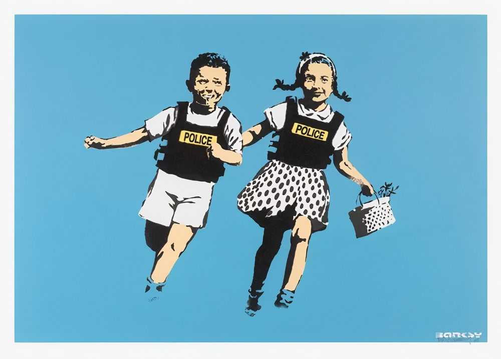 Banksy, ‘Jack & Jill (Police Kids) (Signed)’, 2005, Print, 4 colour screenprint in colours on wove paper, Pictures On Walls, Numbered, Dated