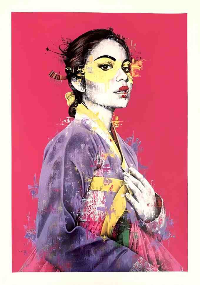 Fin DAC, ‘Jibo (Hand Finished Pink)’, 04-04-2019, Print, 24 Colour screenprint On 330 Gsm somerset satin Paper. Hand Finished & with Gold Leaf Mask, Graffiti Prints, Numbered, Handfinished