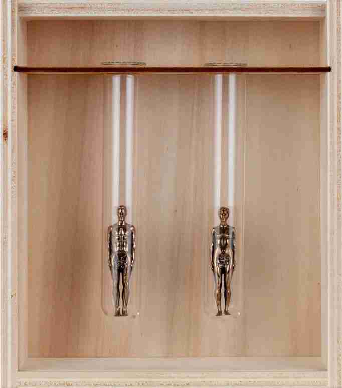 Imbue, ‘Adam + Eve (Bronze)’, 2022, Sculpture, Solid bronze sculpture set with glass test tubes in wooden display box, Imbue Source, Numbered