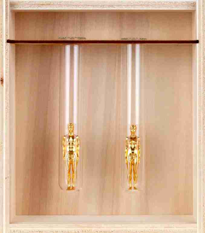 Imbue, ‘Adam + Eve (Gold)’, 2022, Sculpture, 24k gold plated bronze figures with glass test tubes, Imbue Source, Numbered