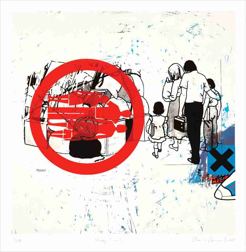 Stanley Donwood, ‘Happy Family’, 2005, Print, 9 colour screenprint on 270gsm acid free archival stock., Self-released, Numbered, Dated