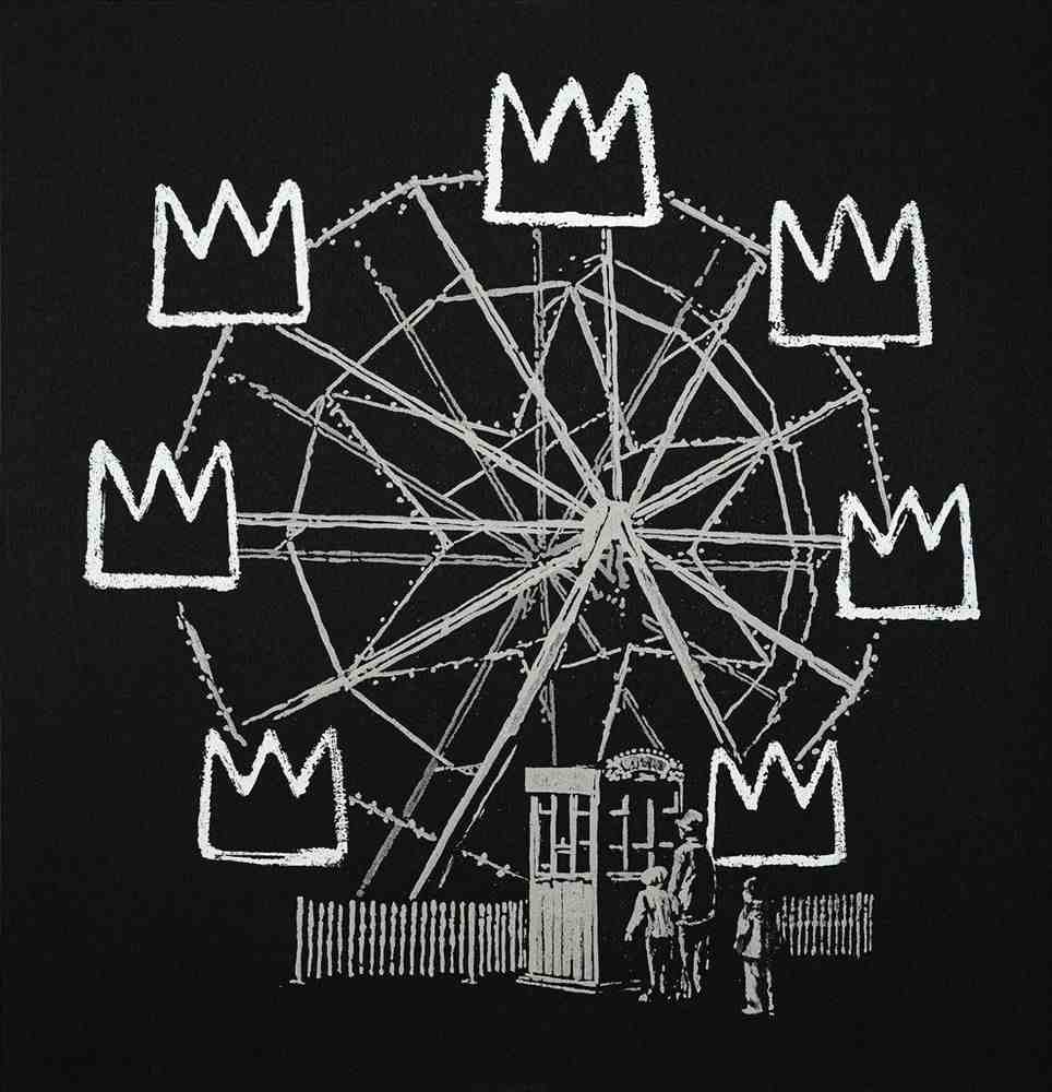 Banksy, ‘Banksquiat (Grey)’, 2019, Print, Screenprint on grey board, Self-released, Numbered