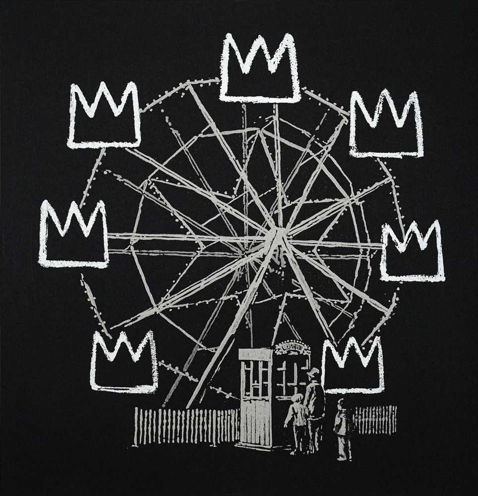 Banksy, ‘Banksquiat (Grey)’, 2019, Print, Screenprint on grey board, Self-released, Numbered