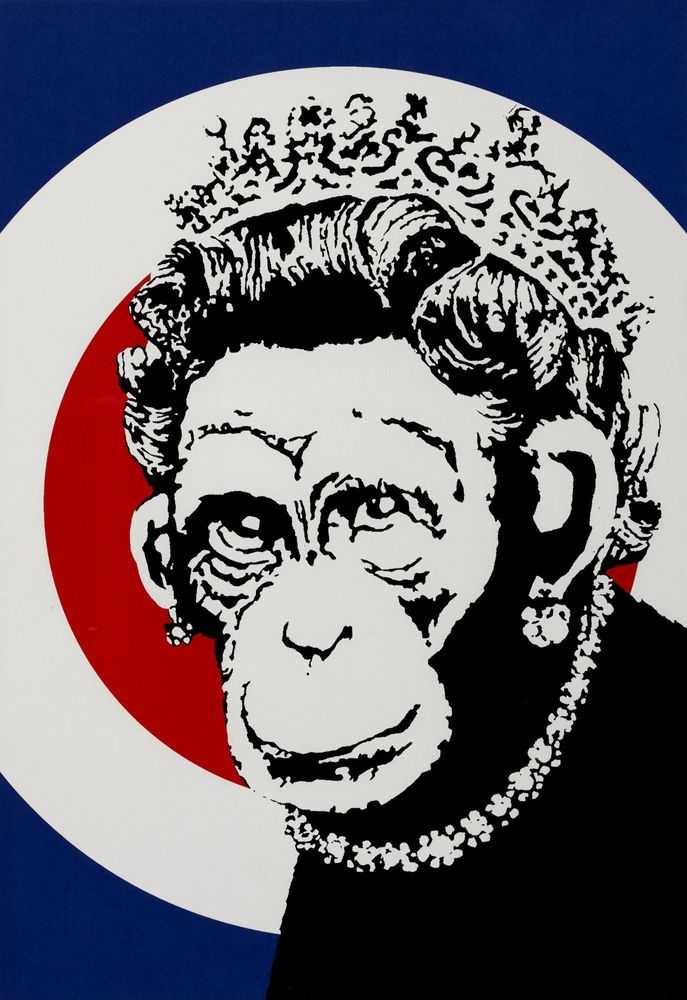 Banksy, ‘Monkey Queen (Unsigned)’, 2003, Print, 3 colour screenprint on paper, Pictures On Walls, Numbered