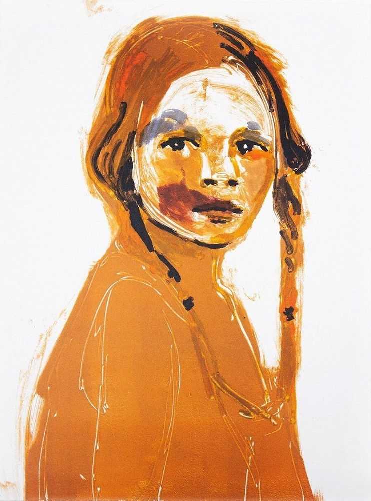Claire Tabouret, ‘Makeup (Red And Blue)’, 30-08-2021, Print, Lithography on paper Somerset 300gsm with torn edges, Perrotin, Numbered