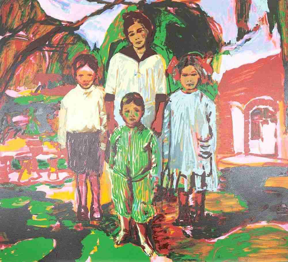 Claire Tabouret, ‘The Siblings’, 30-08-2021, Print, 4 colours lithography with 6 colours screenprint and gloss varnish on paper Somerset 410gsm with torn edges, Perrotin, Numbered