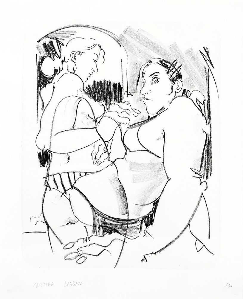 Cristina BanBan, ‘Two Women’, 2022, Print, 2 colors lithograph on Velin BFK Rives 270gsm paper, Perrotin, Numbered