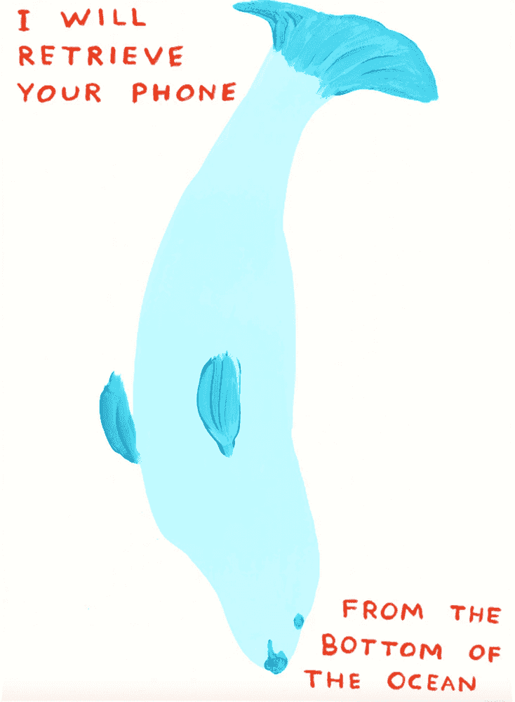 David Shrigley, ‘I Will Retrieve Your Phone’, 2021, Print, 12 colour screenprint with a varnish overlay on Somerset Satin Tub sized 410gsm, Shrig Shop, Numbered, Dated