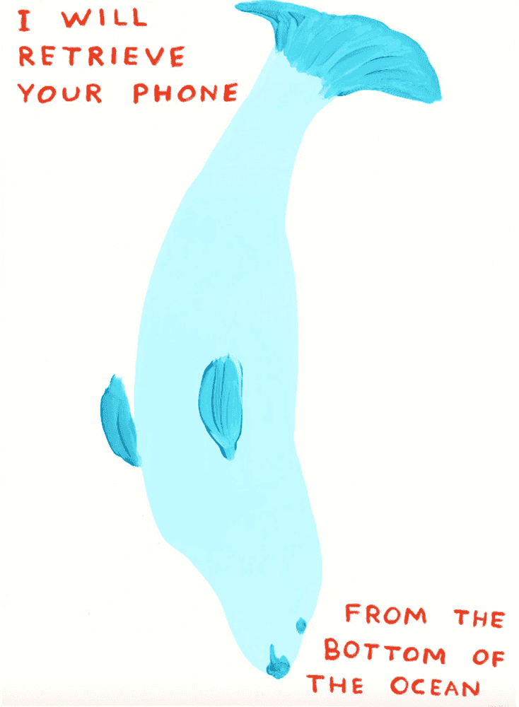David Shrigley, ‘I Will Retrieve Your Phone’, 2021, Print, 12 colour screenprint with a varnish overlay on Somerset Satin Tub sized 410gsm, Shrig Shop, Numbered, Dated