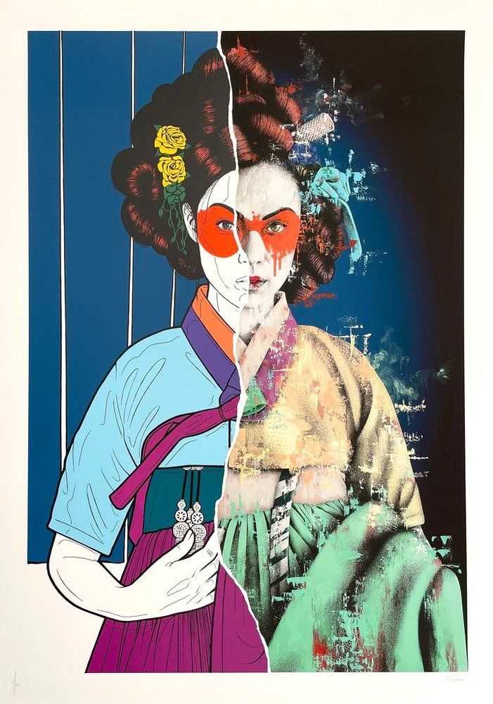 Fin DAC, ‘Redux Layeoja’, 10-06-2021, Print, 14 Colour screenprint on the right hand side of the image. Giclee Print on the left hand side + a Varnish all On 330 Gsm Somerset Paper, Graffiti Prints, Numbered