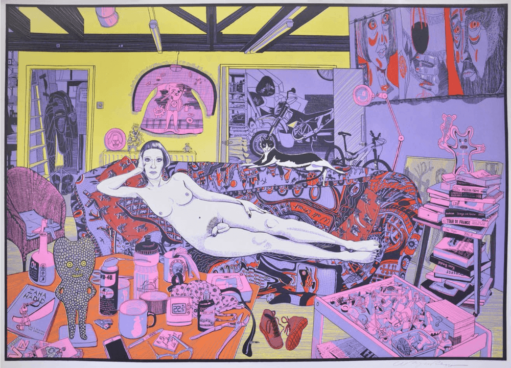 Grayson Perry, ‘Reclining Artist’, 09-06-2017, Print, Etching, Paragon Press, Numbered