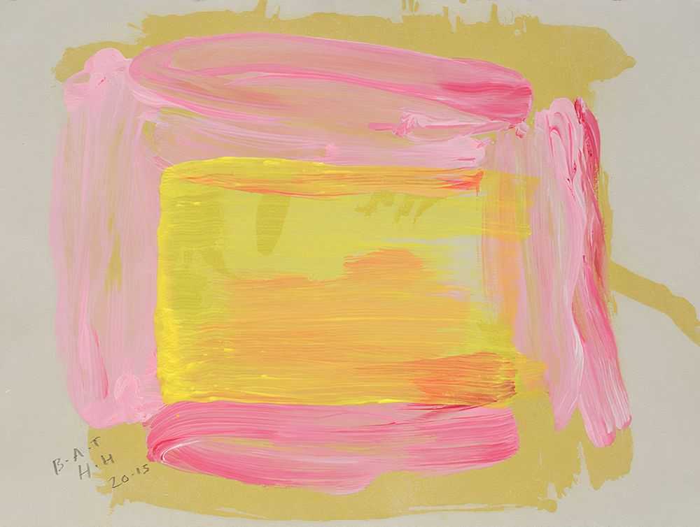 Howard Hodgkin, ‘A Pale Reflection’, 2015, Print, Hand painted sugar lift aquatint from 1 plate. Printed in Primrose Yellow/Zinc White with a touch of Viridian, then hand painted in Light Magenta/Zinc White/Quinacridone Magenta mix and Lemon Yellow/Zinc White mix, on Velin Cuve BFK Rives Grey 280gsm paper, Cristea Roberts Gallery, Numbered, Dated
