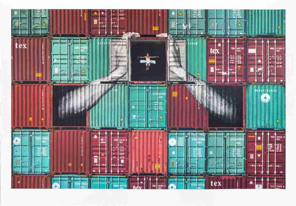 JR, ‘Ballerina In Containers, Holding Tight, Le Havre, France, 2021’, 18-02-2022, Print, 14 colours lithograph printed on Marinoni machine on White paper BFK Rives - 270 grams, Social Animals, Numbered