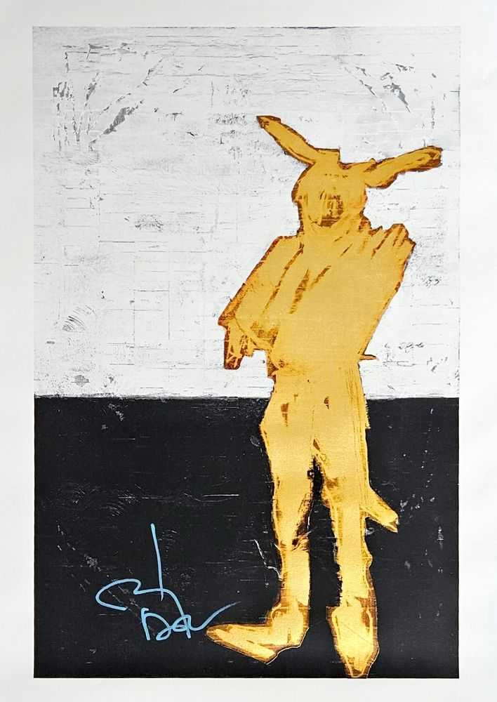 Johnny Depp, ‘The Bunny Man’, 2023, Print, Mixed media screenprint/UV flatbed, hand embellished with 24ct gold leaf, Self released, Numbered, Handfinished