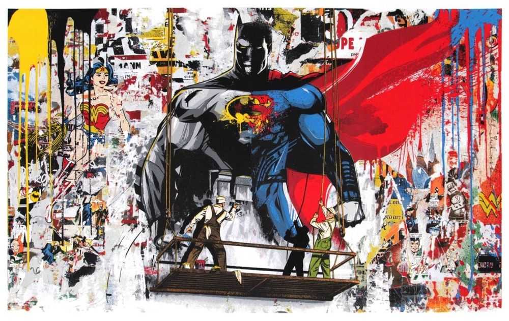 Mr. Brainwash, ‘Batman Vs Superman’, 05-02-2016, Print, Thirteen-colour screen-print on hand torn archival art paper, Self-released, Numbered
