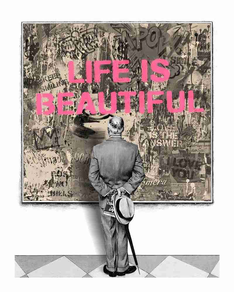 Mr. Brainwash, ‘Street Connoisseur - Life Is Beautiful (Pink)’, 03-02-2022, Print, 5-Color Screenprint with 1 Hand Finished Stencil Layer, Self-released, Numbered, Handfinished
