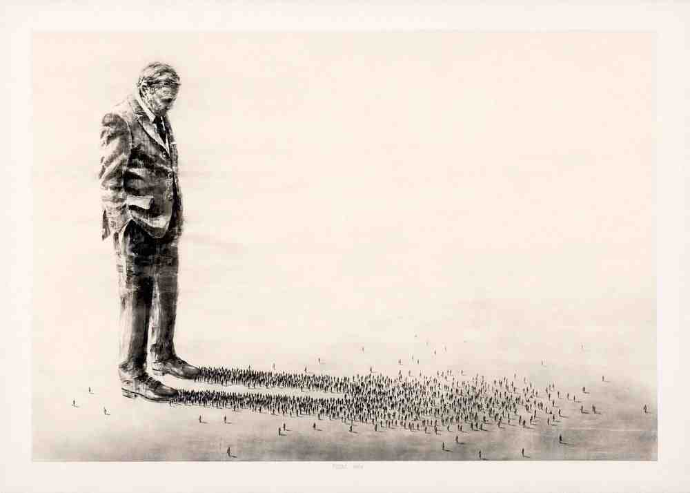 Pejac, ‘The Boss’, 30-10-2021, Print, Single coloured hand pulled photopolymer Korean Kozo Paper on Zerkall Artrag Handmade Paper 300gsm, Self-released, Numbered