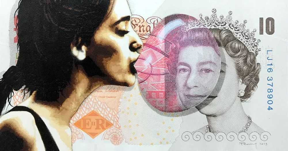Penny, ‘Bubble’, 21-07-2017, Print, 22 layer hand-cut stencil on banknote; Spray paint on £50 and £10 banknotes, Spoke Art, Dated, Handfinished