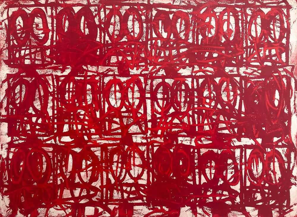 Rashid Johnson, ‘Untitled Anxious Red’, 2021, Print, Silkscreen resist with hand applied pigment, Hauser & Wirth, Numbered
