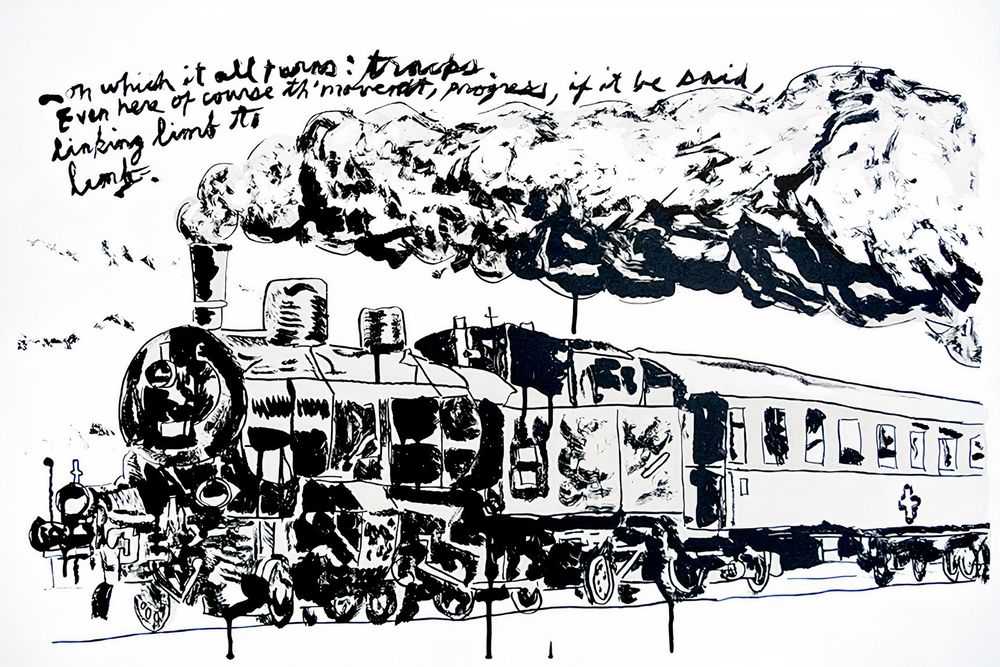 Raymond Pettibon, ‘Untitled (Train)’, 2018, Print, Lithograph, Brooke Alexander, Numbered