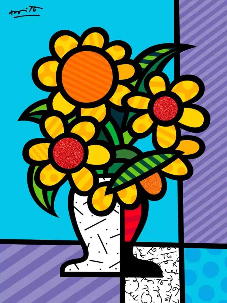 Romero Britto, ‘Sunny’, 2021, Print, Print on canvas with hand embellished diamond dust, null, Handfinished