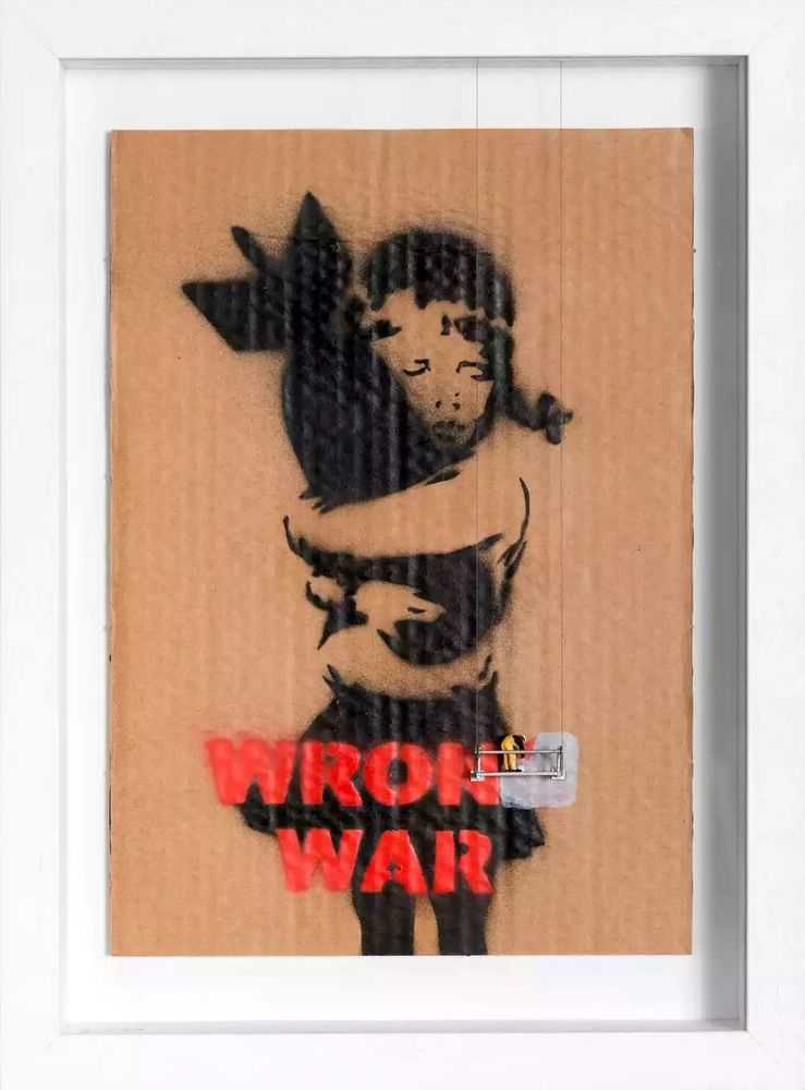 Roy's People (Roy Tyson), ‘Scrubbed Out Bomb Hugger’, 2022, Sculpture, Stencil, Spray paint on cardboard, hand painted miniature, Stowe Gallery, Numbered, Handfinished, Framed