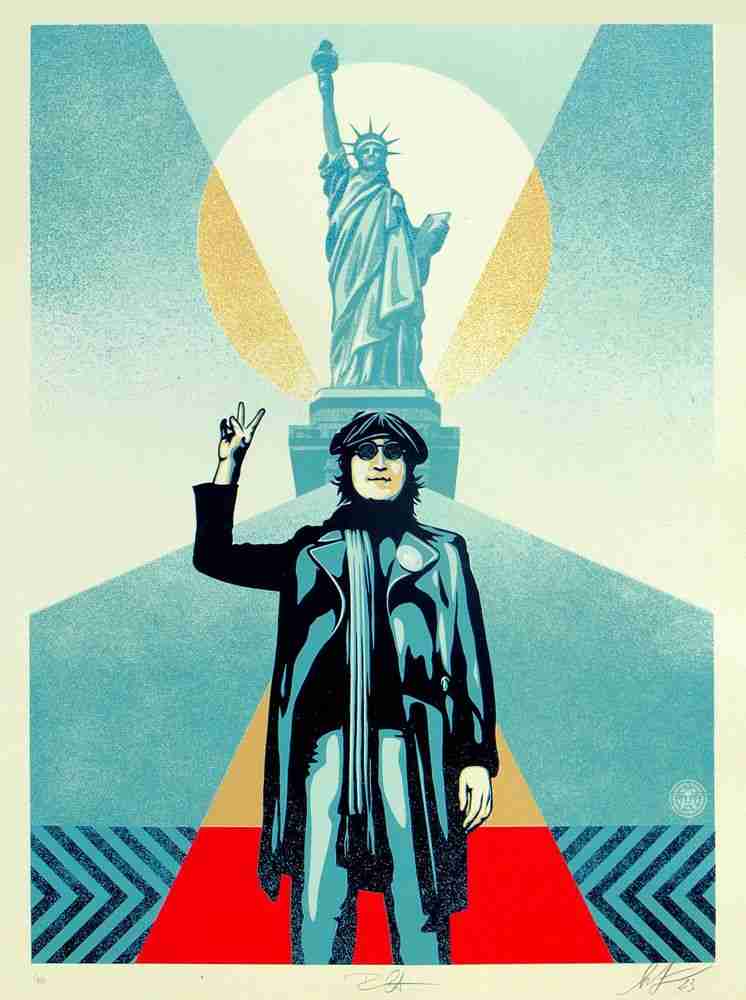 Shepard Fairey (Obey), ‘Lennon Peace And Liberty (Blue)’, 17-08-2023, Print, Screenprint, Self released, Numbered