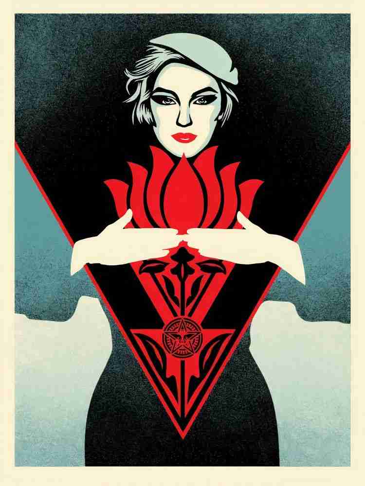 Shepard Fairey (Obey), ‘Obey Noir Flower Woman (Blue)’, 27-01-2022, Print, Screenprint on thick cream Speckletone paper, Self-released, Numbered, Dated