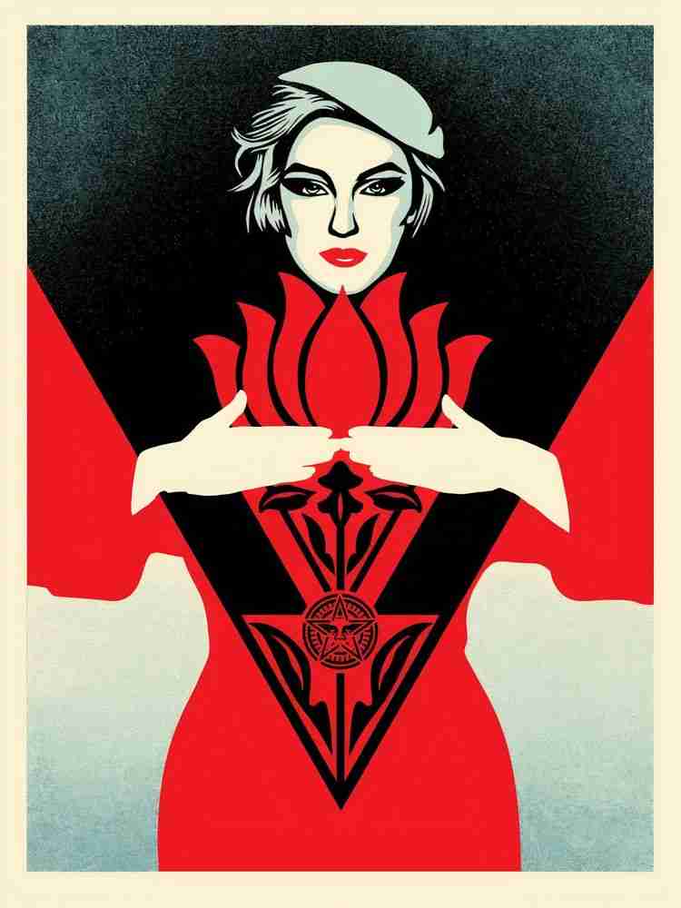 Shepard Fairey (Obey), ‘Obey Noir Flower Woman (Red)’, 27-01-2022, Print, Screenprint on thick cream Speckletone paper, Self-released, Numbered, Dated