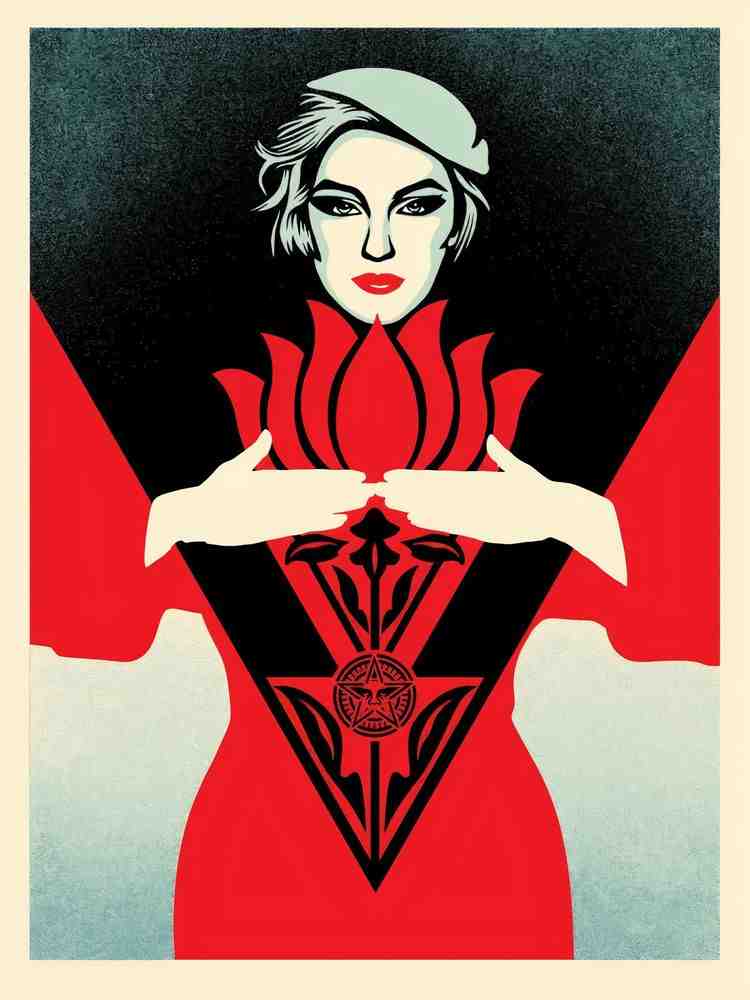 Shepard Fairey (Obey), ‘Obey Noir Flower Woman (Red)’, 27-01-2022, Print, Screenprint on thick cream Speckletone paper, Self-released, Numbered, Dated