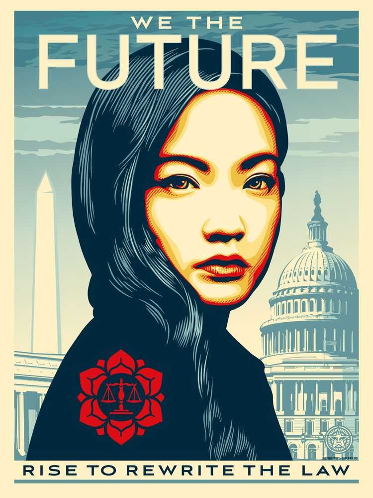 Shepard Fairey (Obey), ‘We The Future (Amanda Nguyen)’, 2018, Print, Screenprint in colours on speckled paper, Amplifier Foundation, Numbered, Dated