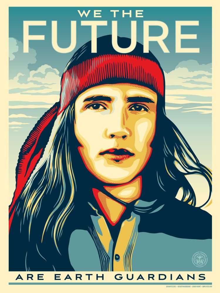 Shepard Fairey (Obey), ‘We The Future (Xiuhtexcatl Martinez)’, 2018, Print, Screenprint in colours on speckled paper, Amplifier Foundation, Numbered, Dated