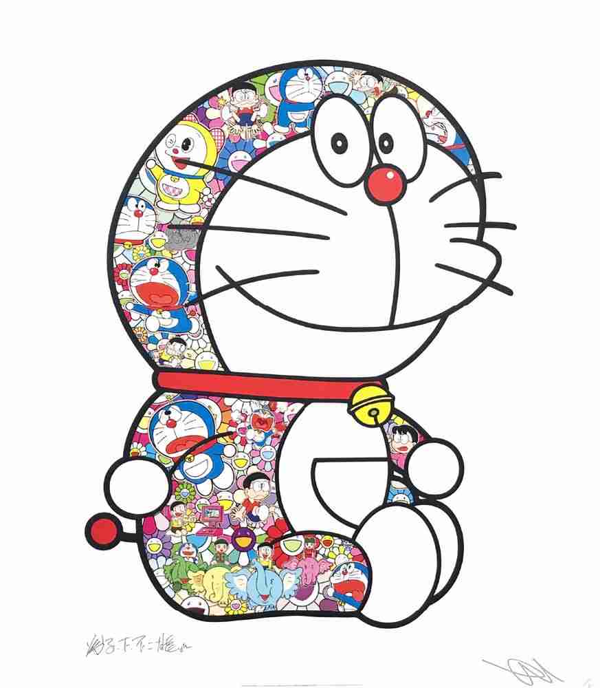 Takashi Murakami, ‘Doraemon Sitting Up (Every Day Is A Festival)’, 01-02-2022, Print, Offset print with silver and high gloss varnishing, Kaikai Kiki Co., Ltd., Numbered