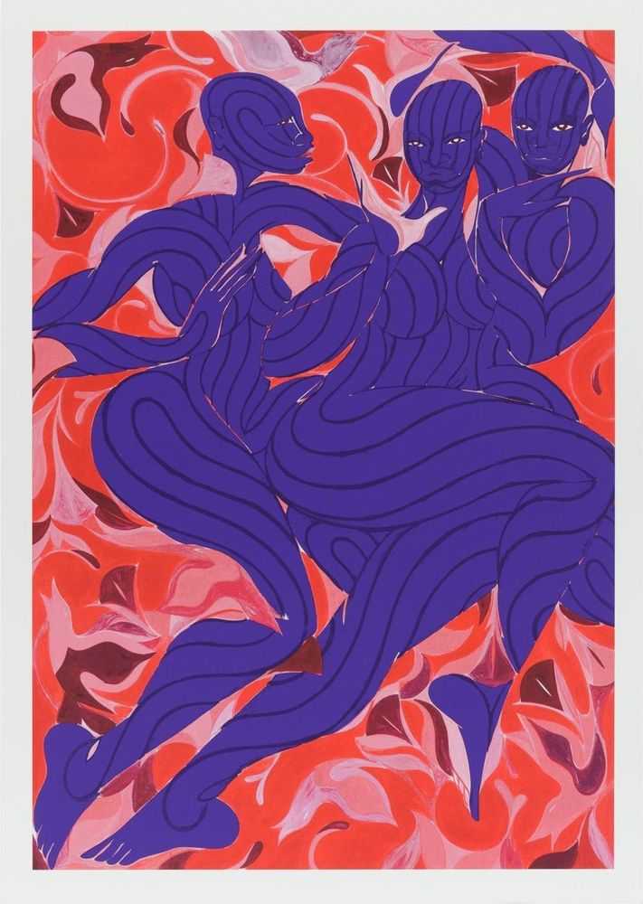 Tunji Adeniyi Jones, ‘Violet Dance’, 2021, Print, 14 layer screenprint on 410gsm Somerset Tub Sized Satin White paper finished with matte varnish and glossy, vinyl ink details, Avant Arte, Numbered, Dated