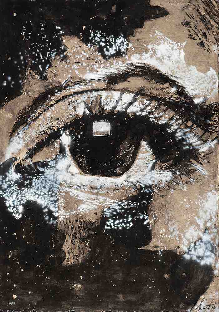 Vhils, ‘Decal’, 2021, Print, Papier Maché and paint, hand-finished, Underdogs Gallery, Numbered, Handfinished
